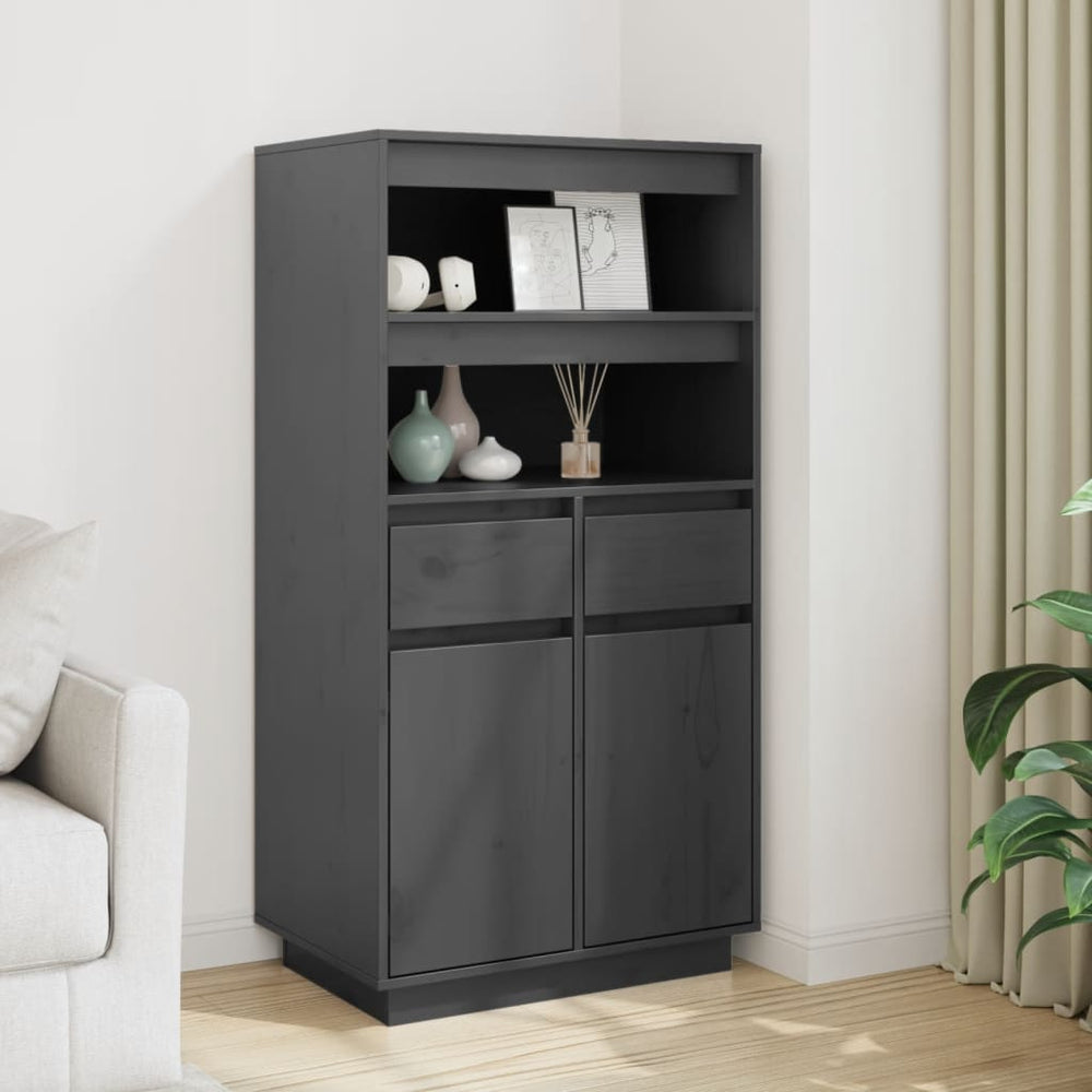 vidaXL Highboard Grey 60x40x116.5 cm Solid Pine Wood