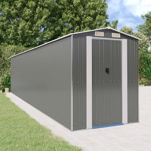vidaXL Tool Shed Light Gray 192x855x223 cm Galvanized Steel