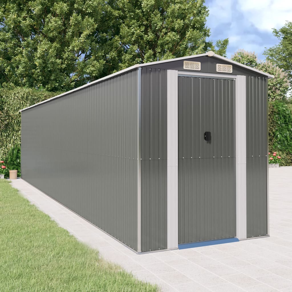 vidaXL Tool Shed Light Gray 192x855x223 cm Galvanized Steel