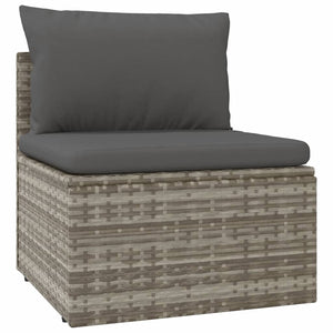 Garten-Mittelsofa mit Kissen Grau 57x57x56 cm Poly Rattan