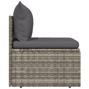 Garten-Mittelsofa mit Kissen Grau 57x57x56 cm Poly Rattan