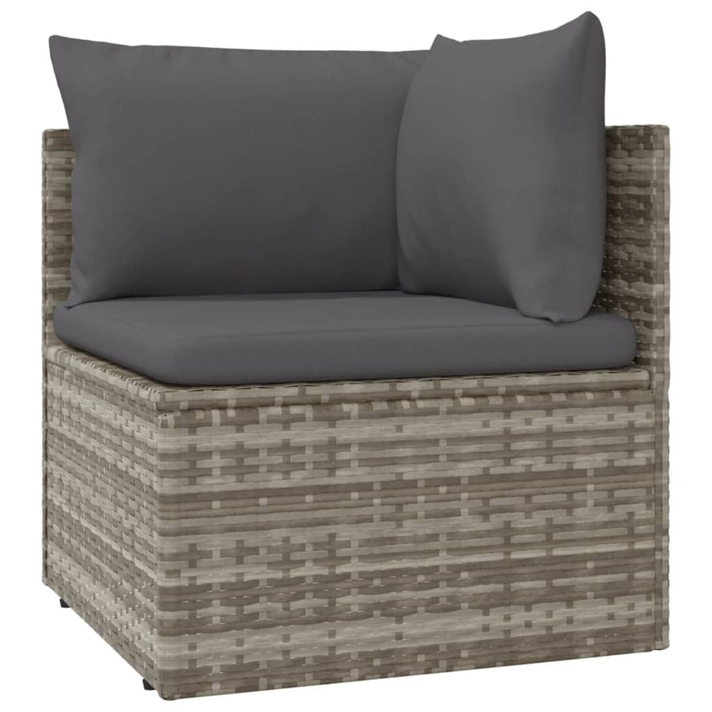 Garten-Ecksofa mit Kissen Grau 57x57x56 cm Poly Rattan