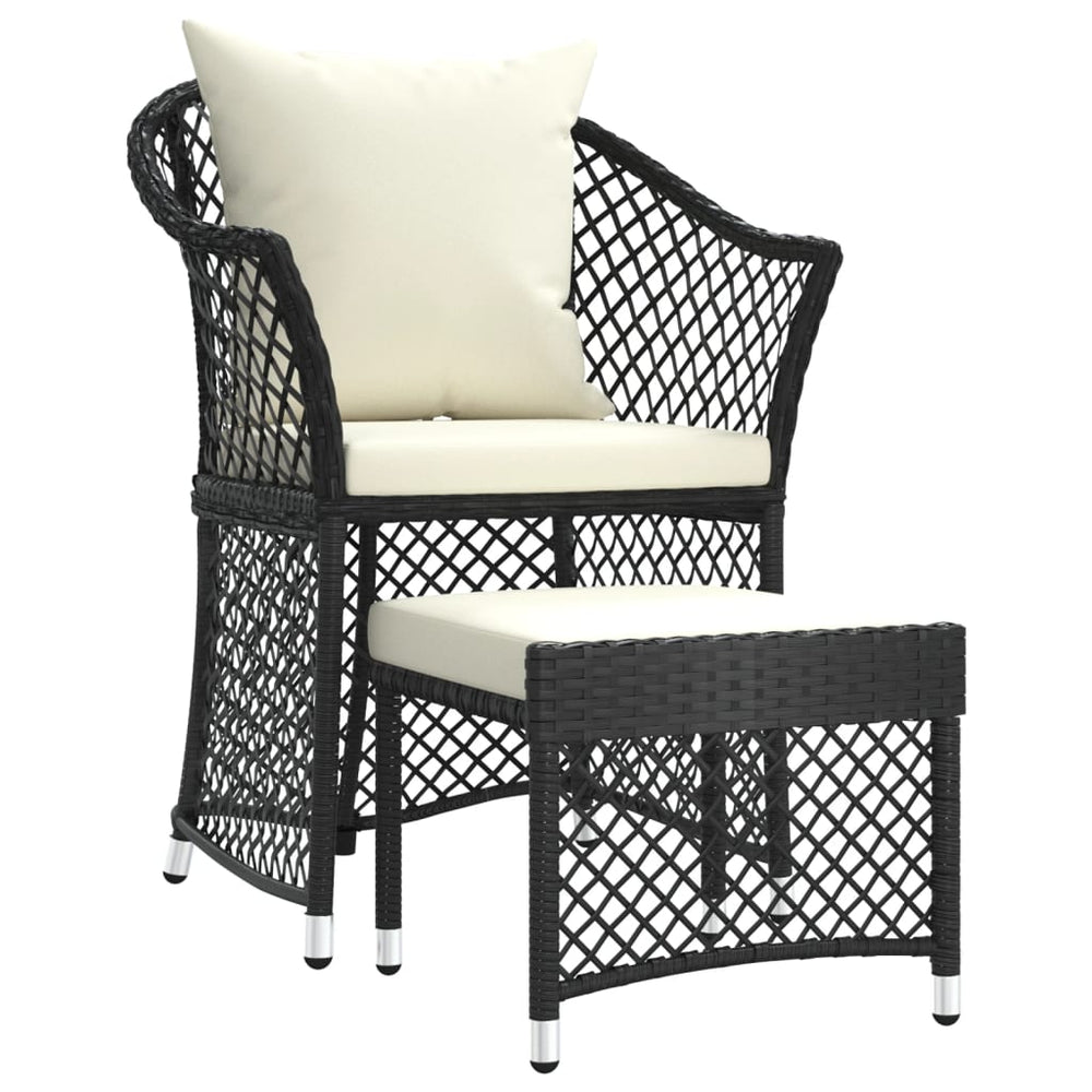 vidaXL 2-Piece Garden Lounge Set with Cushions Black Poly Rattan