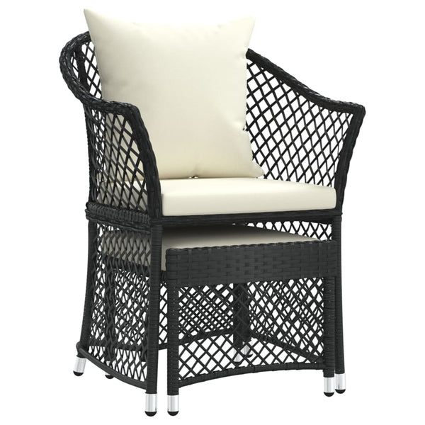 vidaXL 2-Piece Garden Lounge Set with Cushions Black Poly Rattan