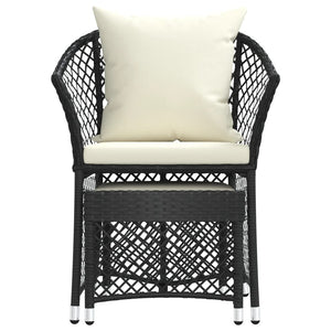 vidaXL 2-Piece Garden Lounge Set with Cushions Black Poly Rattan