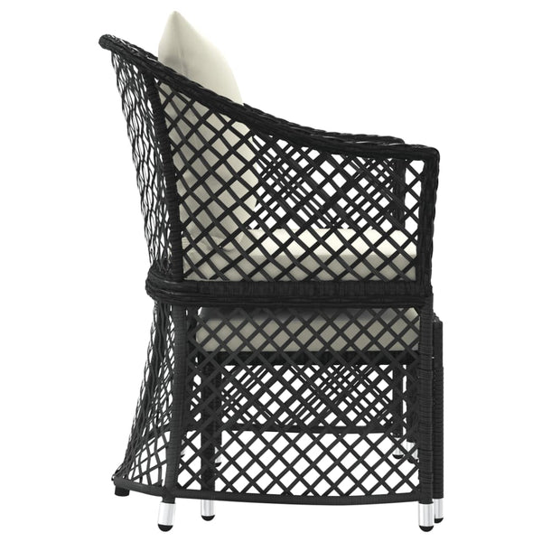 vidaXL 2-Piece Garden Lounge Set with Cushions Black Poly Rattan