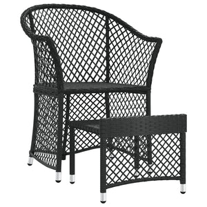 vidaXL 2-Piece Garden Lounge Set with Cushions Black Poly Rattan