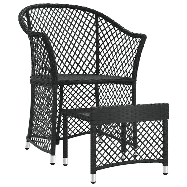 vidaXL 2-Piece Garden Lounge Set with Cushions Black Poly Rattan