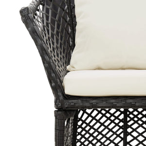 vidaXL 2-Piece Garden Lounge Set with Cushions Black Poly Rattan