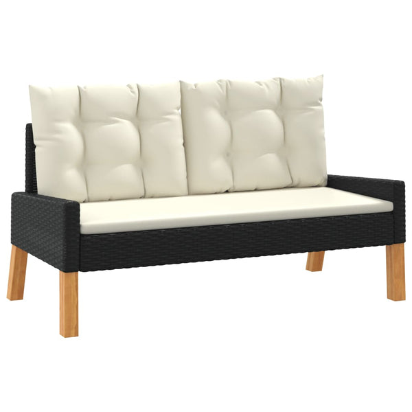 vidaXL 4-Piece Garden Lounge Set with Cushions Poly Rattan & Solid Wood