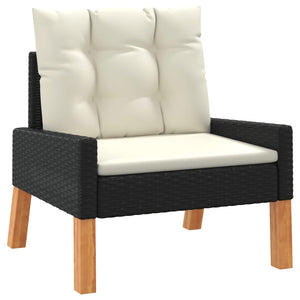 vidaXL 4-Piece Garden Lounge Set with Cushions Poly Rattan & Solid Wood