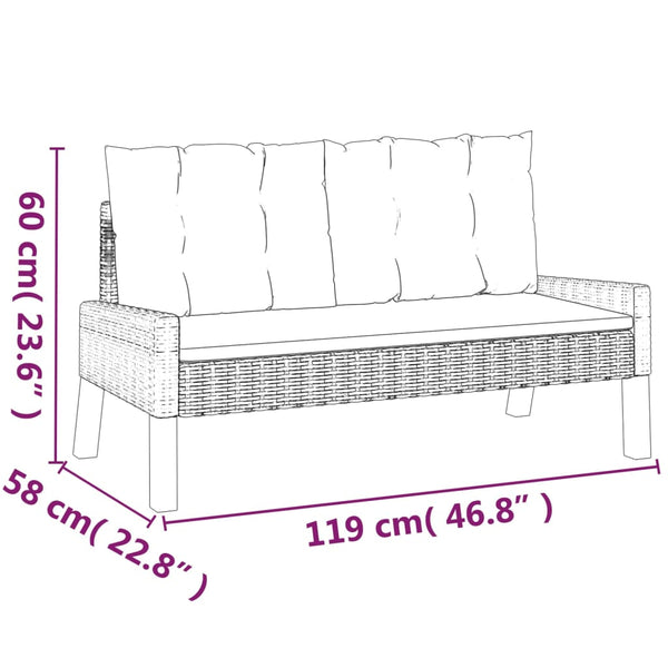 vidaXL 4-Piece Garden Lounge Set with Cushions Poly Rattan & Solid Wood