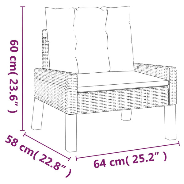 vidaXL 4-Piece Garden Lounge Set with Cushions Poly Rattan & Solid Wood