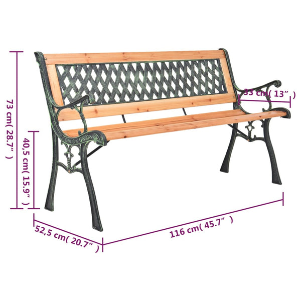 vidaXL Garden Bench 116 cm Cast Iron and Solid Fir Wood