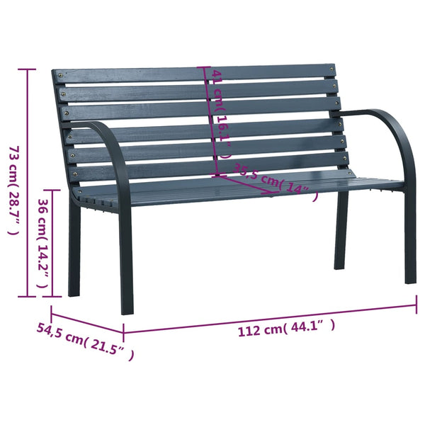 vidaXL Garden Bench Grey 112 cm Solid Firwood