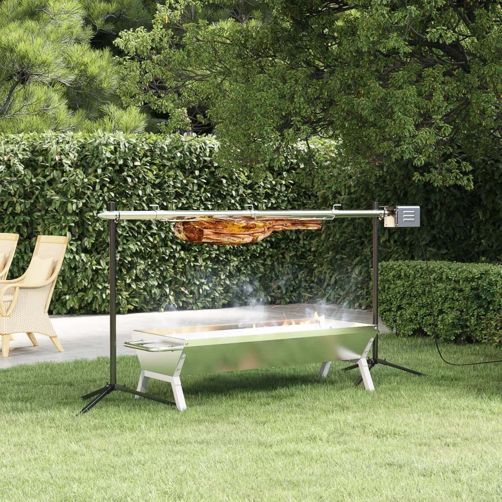 vidaXL Automatic Grill Rotisserie with Motor Stainless Steel 150x46.5x82.5 cm