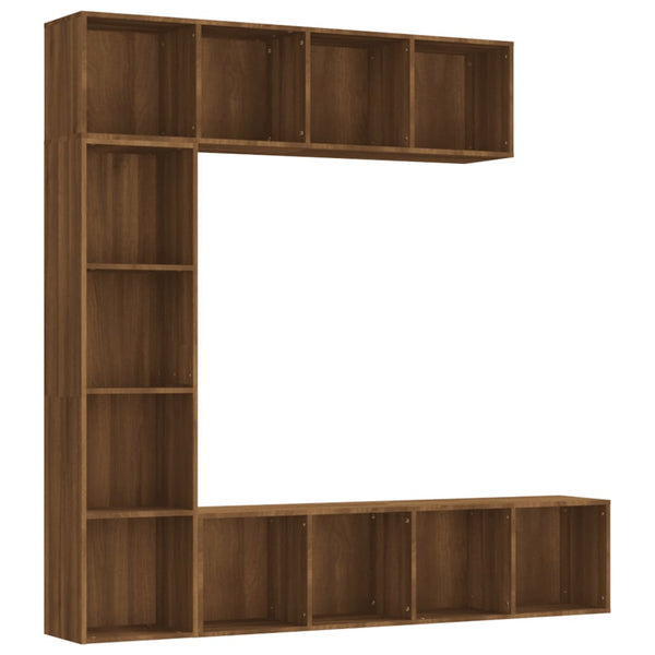 vidaXL 3-Piece Bookcase/TV Cabinet Set Brown Oak Look