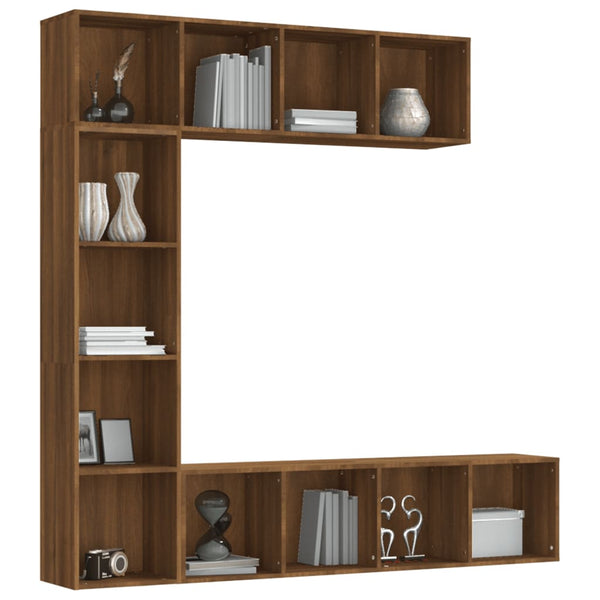 vidaXL 3-Piece Bookcase/TV Cabinet Set Brown Oak Look