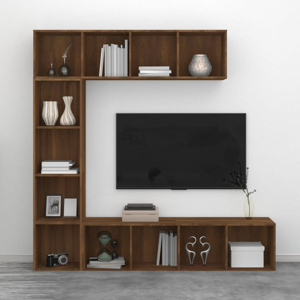 vidaXL 3-Piece Bookcase/TV Cabinet Set Brown Oak Look