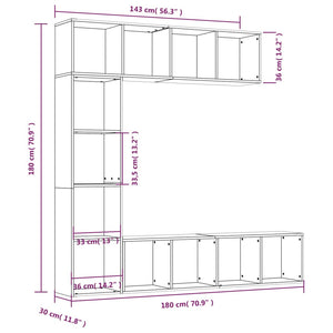 vidaXL 3-Piece Bookcase/TV Cabinet Set Brown Oak Look