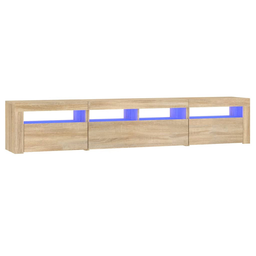 vidaXL TV Cabinet with LED Lights Sonoma Oak 210x35x40 cm