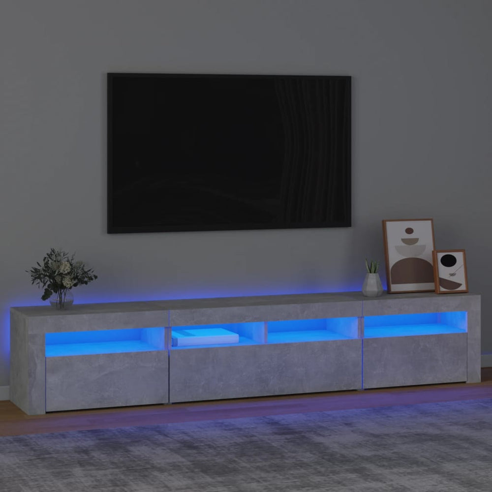 vidaXL TV Cabinet with LED Lights Concrete Gray 210x35x40 cm