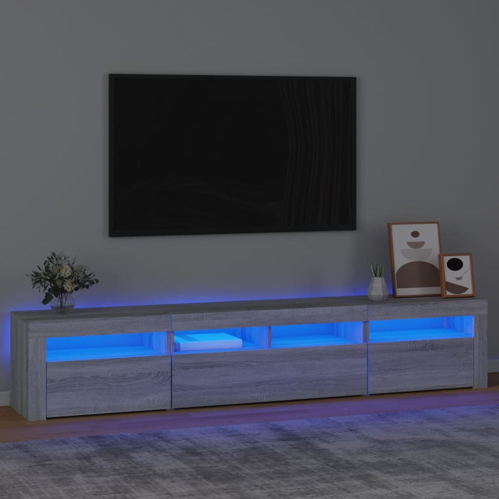 vidaXL TV Cabinet with LED Lights Sonoma Grey 210x35x40 cm