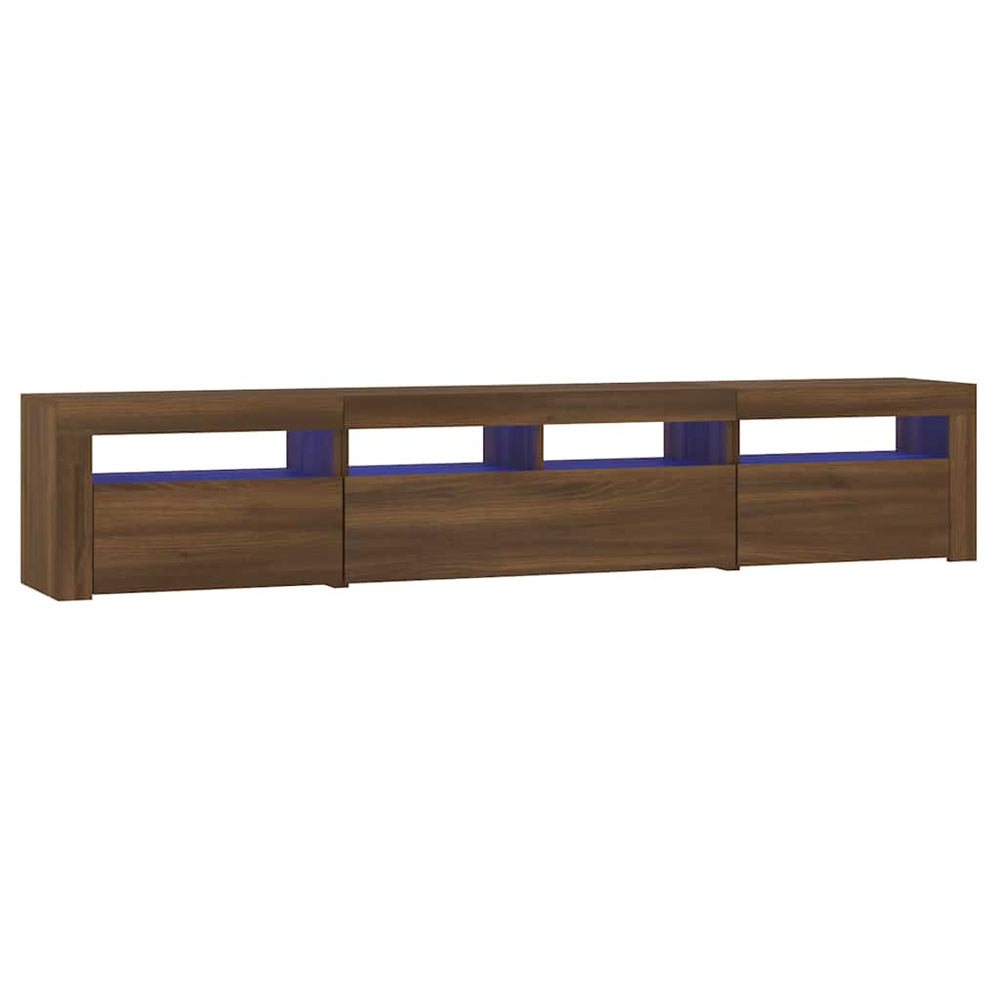 vidaXL TV Cabinet with LED Lights Brown Oak Effect 210x35x40 cm