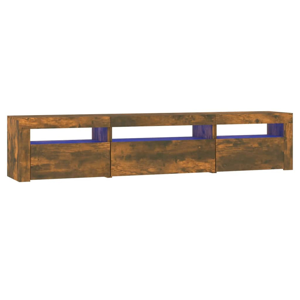 vidaXL TV Cabinet with LED Lights Smoked Oak 195x35x40 cm