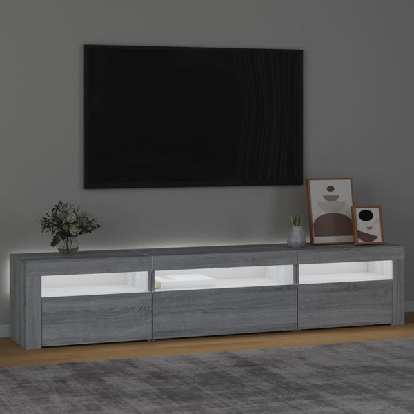 vidaXL TV Cabinet with LED Lights Sonoma Grey 195x35x40 cm