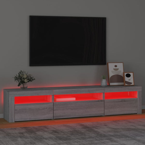 vidaXL TV Cabinet with LED Lights Sonoma Grey 195x35x40 cm