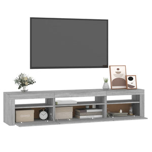vidaXL TV Cabinet with LED Lights Sonoma Grey 195x35x40 cm