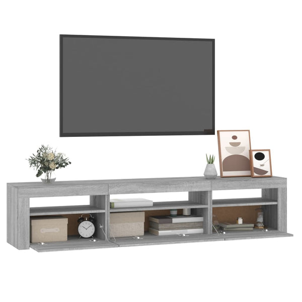 vidaXL TV Cabinet with LED Lights Sonoma Grey 195x35x40 cm