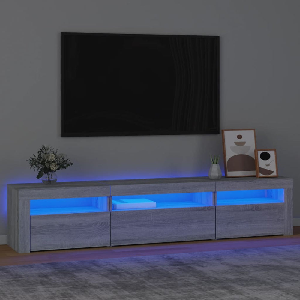vidaXL TV Cabinet with LED Lights Sonoma Grey 195x35x40 cm