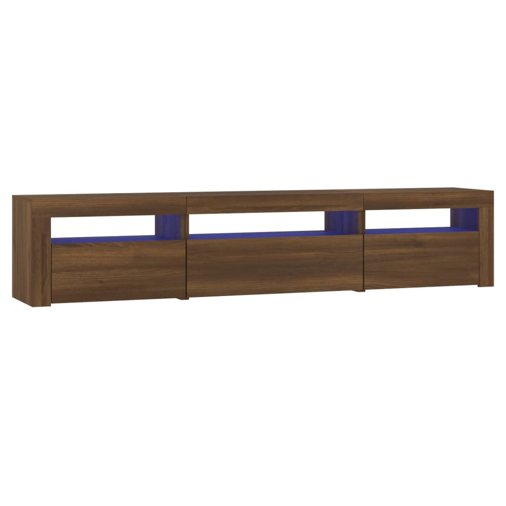 vidaXL TV Cabinet with LED Lights Brown Oak Look 195x35x40 cm