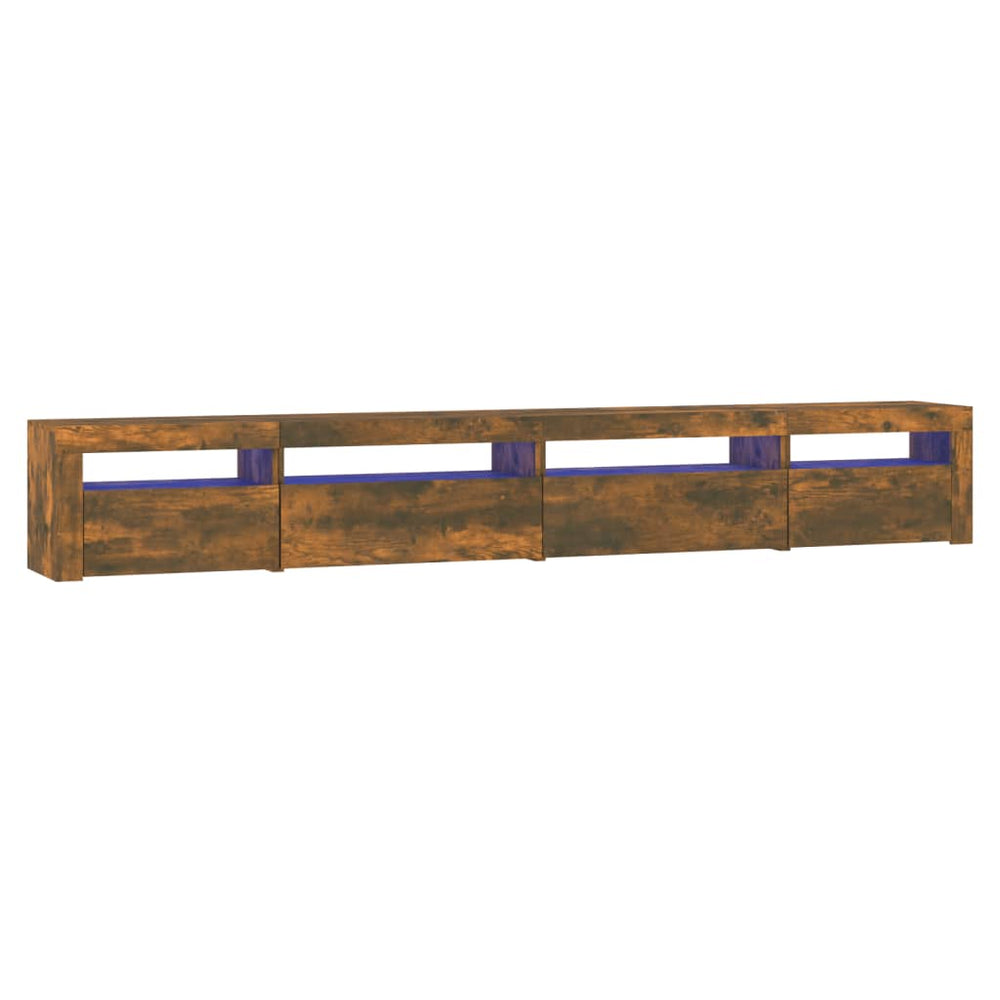 vidaXL TV Cabinet with LED Lights Smoked Oak 270x35x40 cm