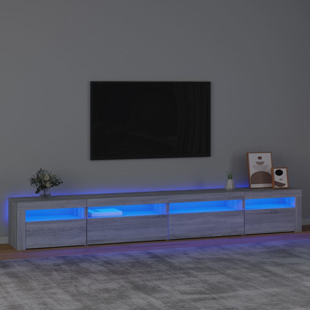 vidaXL TV Cabinet with LED Lights Sonoma Grey 270x35x40 cm