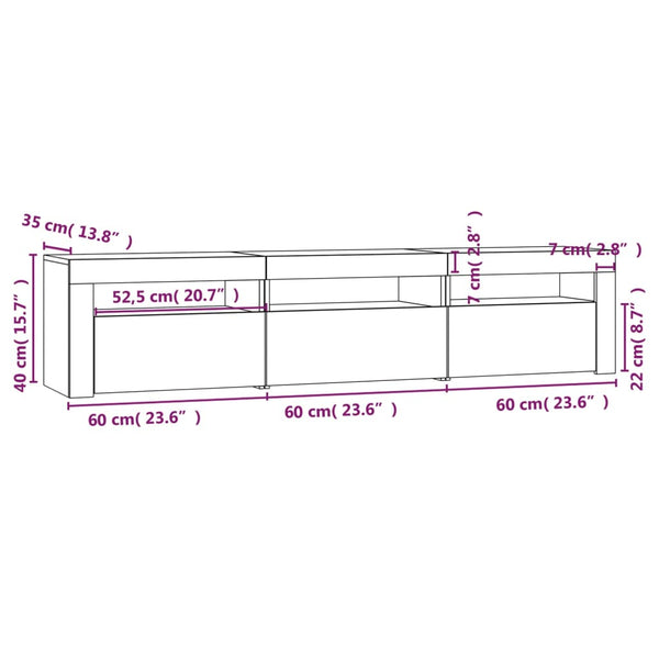 vidaXL TV Cabinet with LED Lights Sonoma Oak 180x35x40 cm