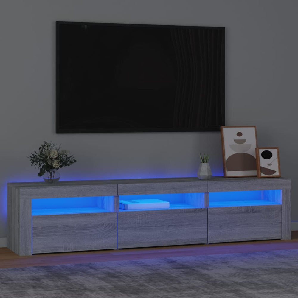 vidaXL TV Cabinet with LED Lights Sonoma Grey 180x35x40 cm