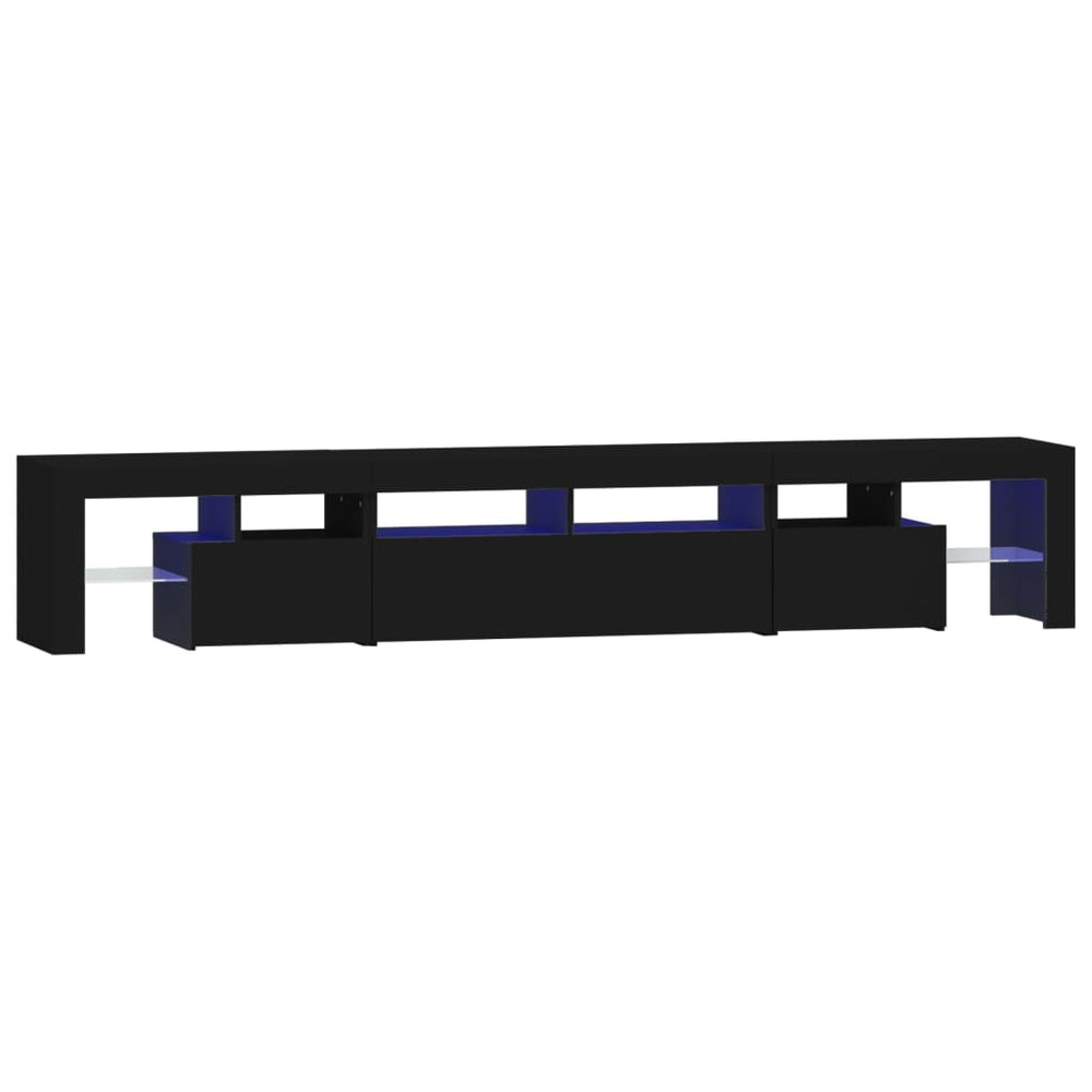 vidaXL TV Cabinet with LED Lights Black 230x36.5x40 cm