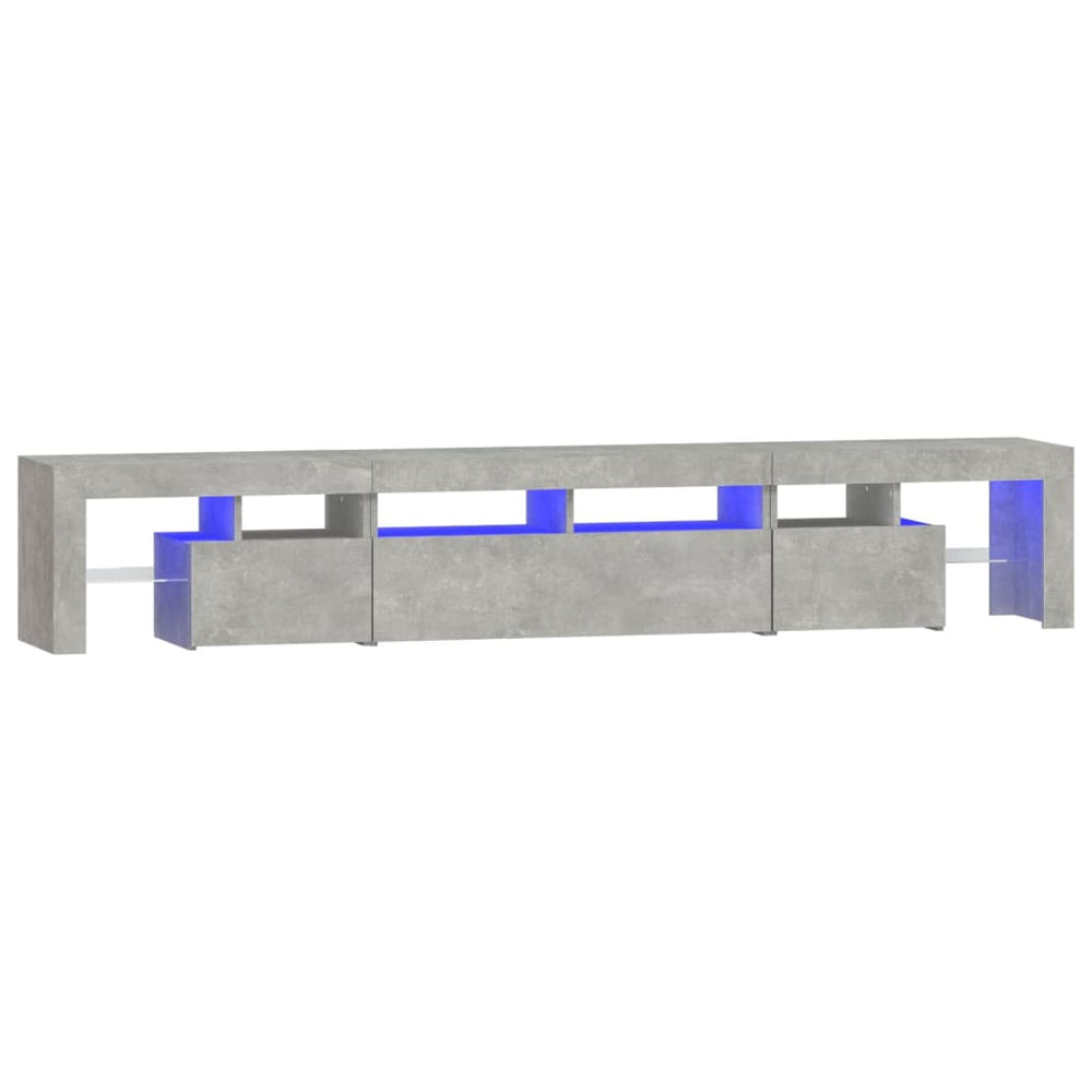vidaXL TV Cabinet with LED Lights Concrete Gray 230x36.5x40 cm