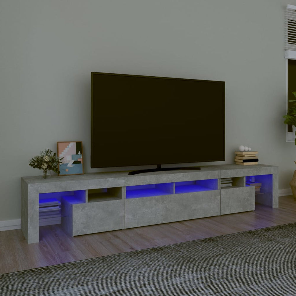 vidaXL TV Cabinet with LED Lights Concrete Gray 230x36.5x40 cm