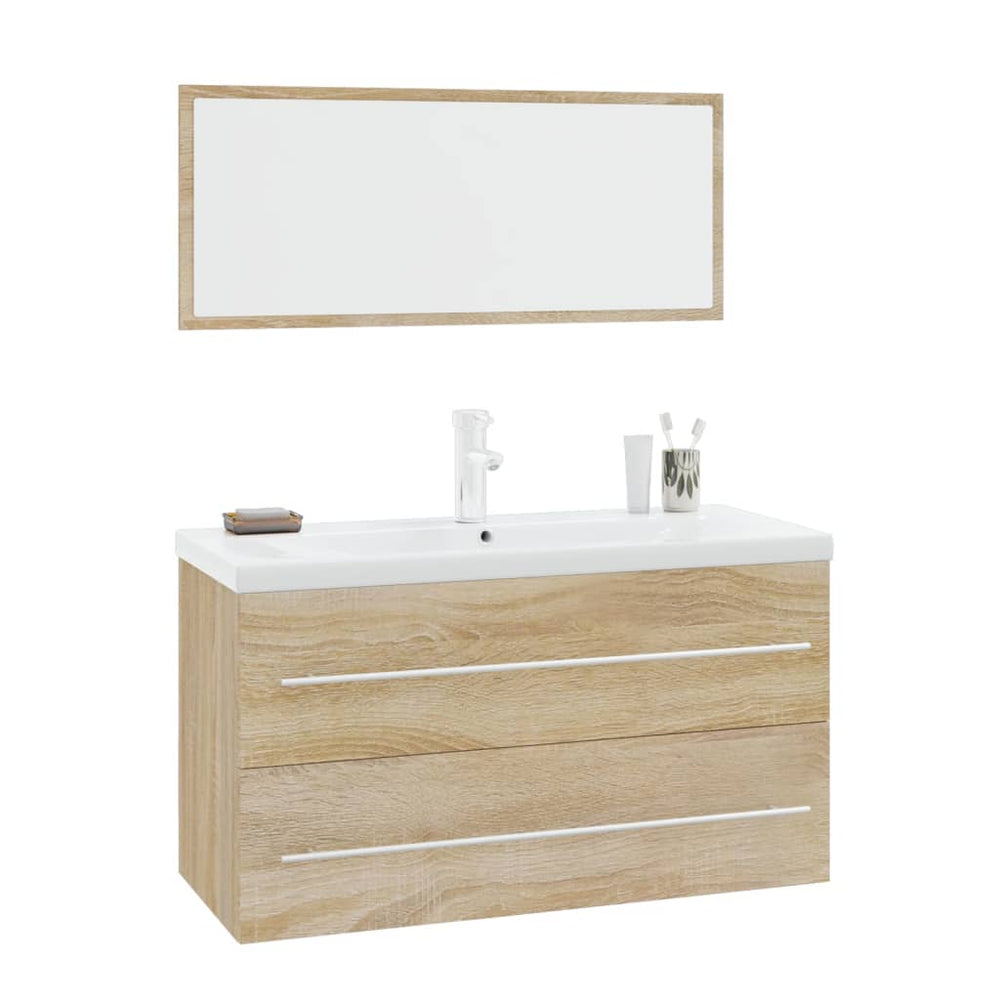 vidaXL 3-Piece Bathroom Furniture Set Sonoma Oak