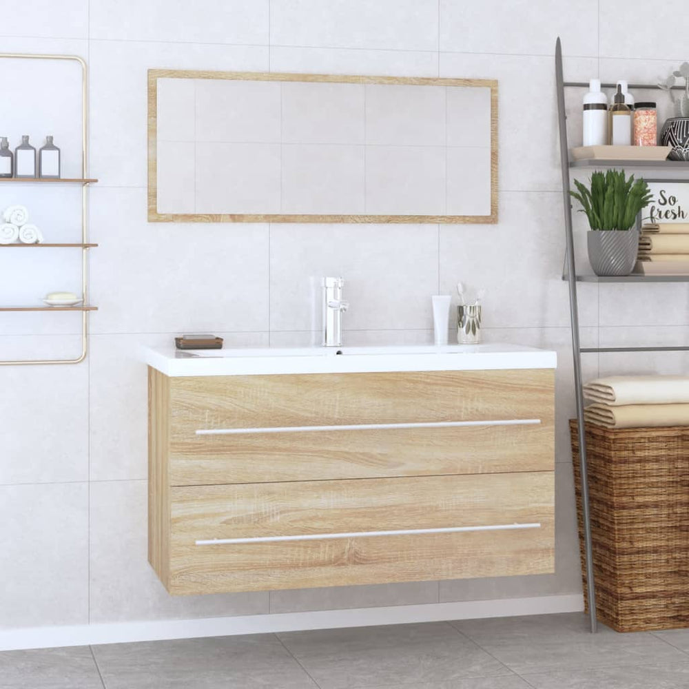vidaXL 3-Piece Bathroom Furniture Set Sonoma Oak