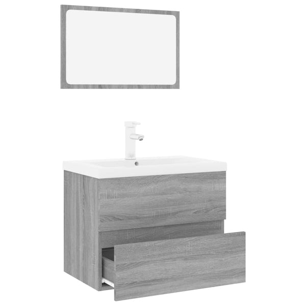 vidaXL Bathroom Furniture Set Grey Sonoma Engineered Wood