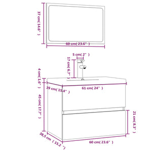 vidaXL Bathroom Furniture Set Grey Sonoma Engineered Wood