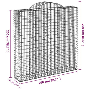 vidaXL Gabion with High Arch 200x50x200/220 cm Galvanized Iron