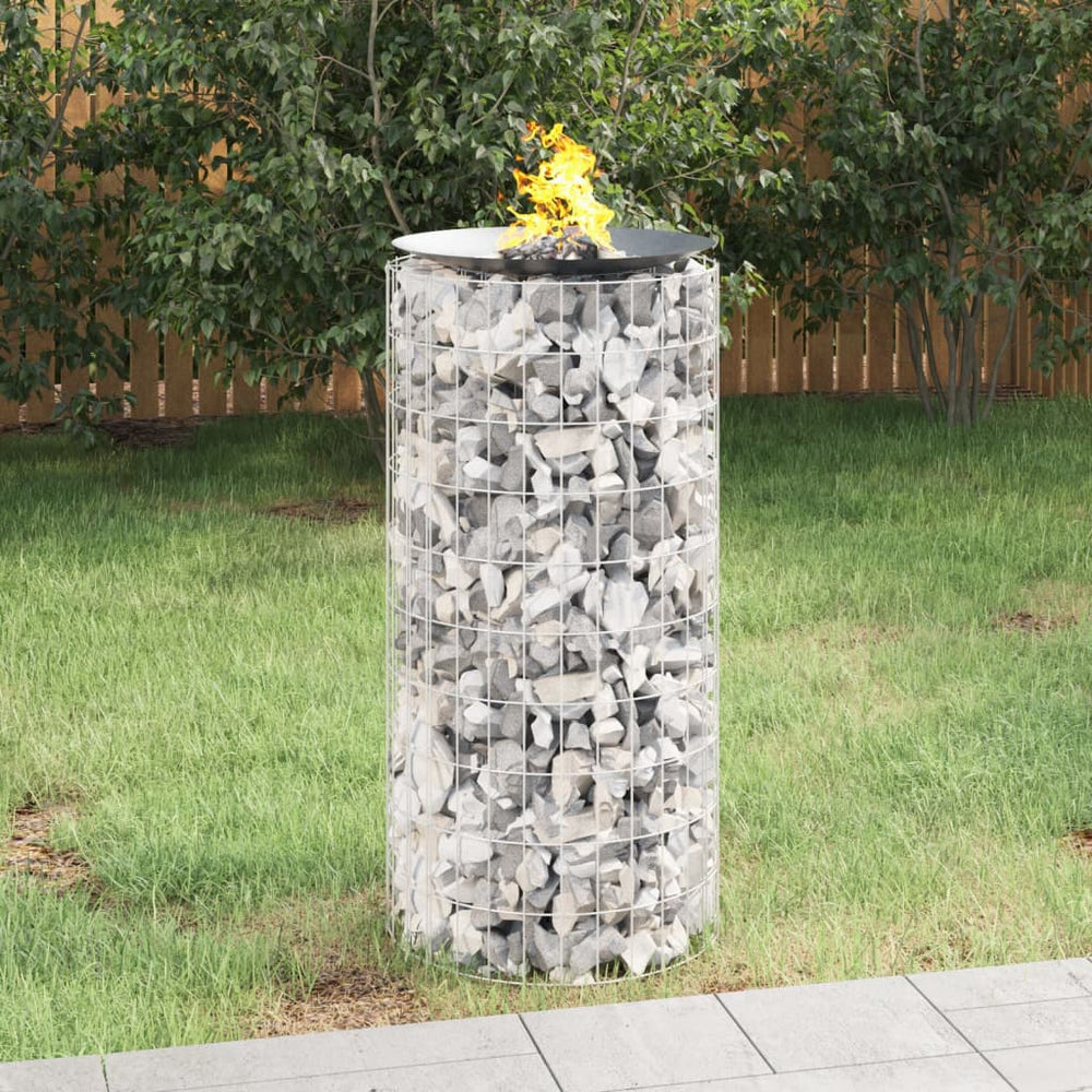 vidaXL Gabion Fire Pit Ø 50 cm Galvanized Iron