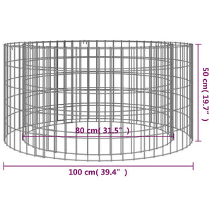 vidaXL Gabion Fire Pit Ø 100 cm Galvanized Iron