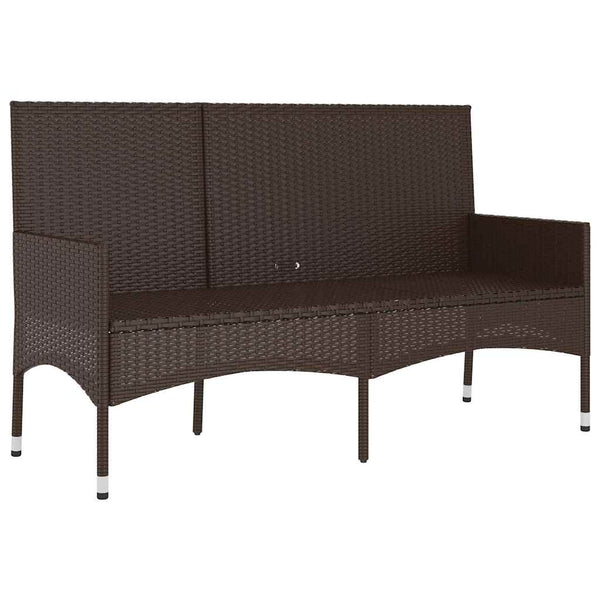 vidaXL 3-Seater Garden Bench with Cushions Brown Poly Rattan